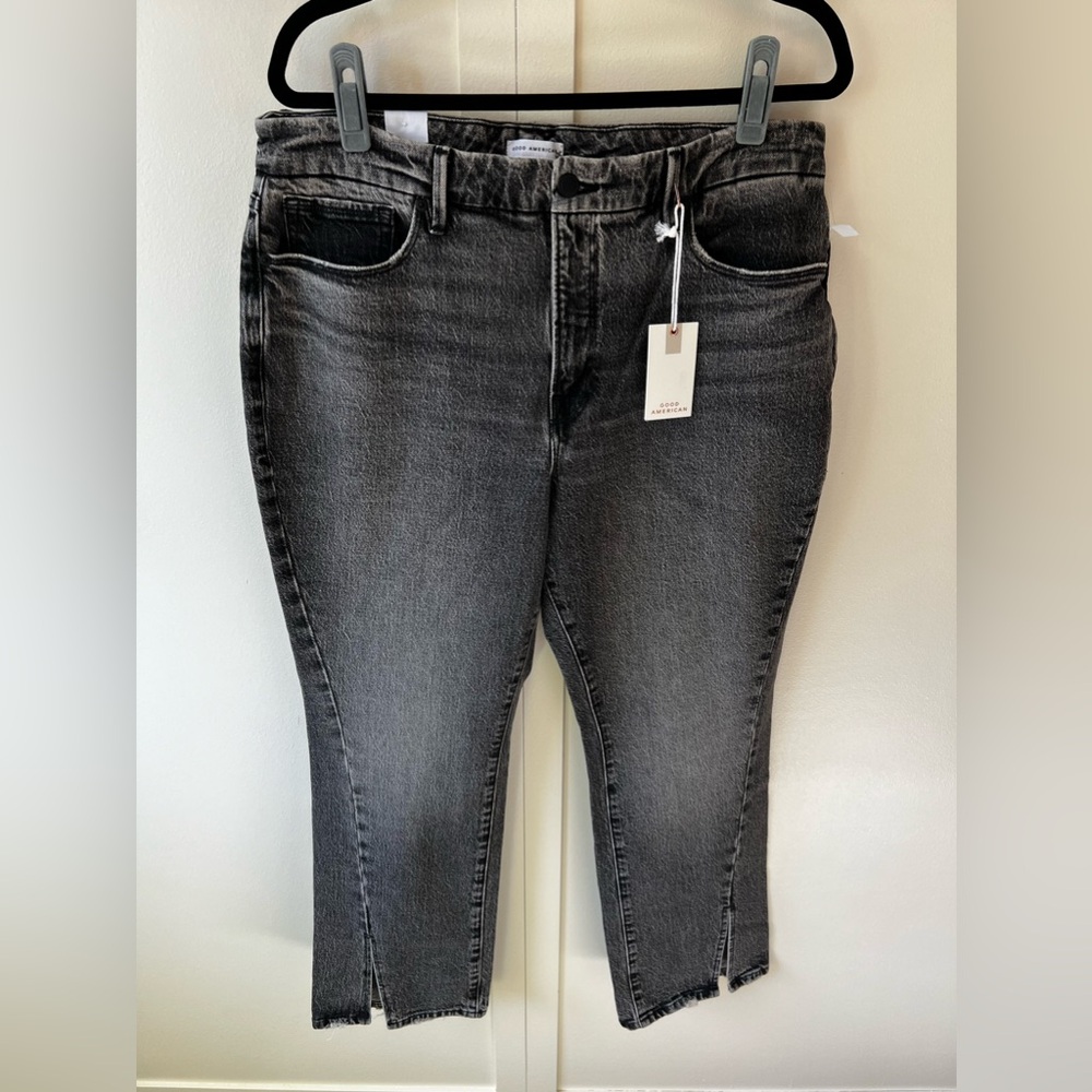 Good American Women’s NWT Good Curve Straight Denim Black‎ Jeans Size 14